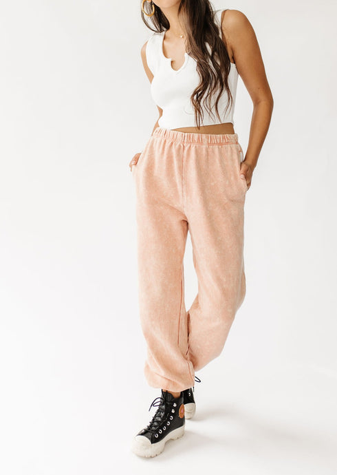 Vibe Check Washed Pant// Peach